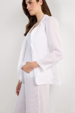 Kardigany / Marynarki|Len>Intimissimi Marynarka zPłótna Lnianego The Pure Linen biały - 001 - biały