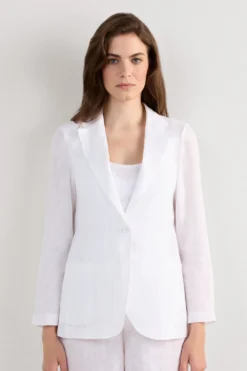 Kardigany / Marynarki|Len>Intimissimi Marynarka zPłótna Lnianego The Pure Linen biały - 001 - biały