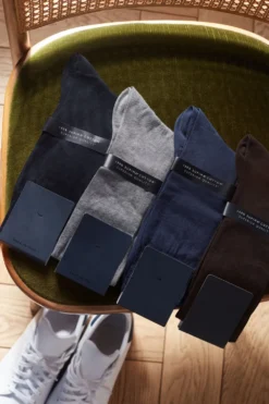 Skarpetki Długie>Intimissimi Podkolanówki męskie z bawełny merceryzowanej niebieski - 2168 - szaro-niebieski