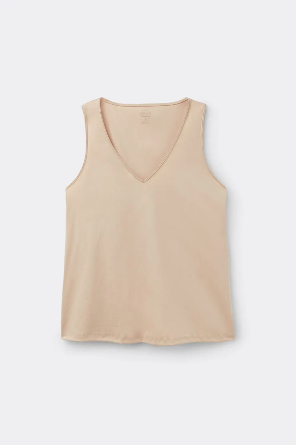 Topy|Bawełna>Intimissimi Podkoszulka z bawełny Elevated Cotton z Dekoltem w Serek naturalny - 447j - mandorla beige