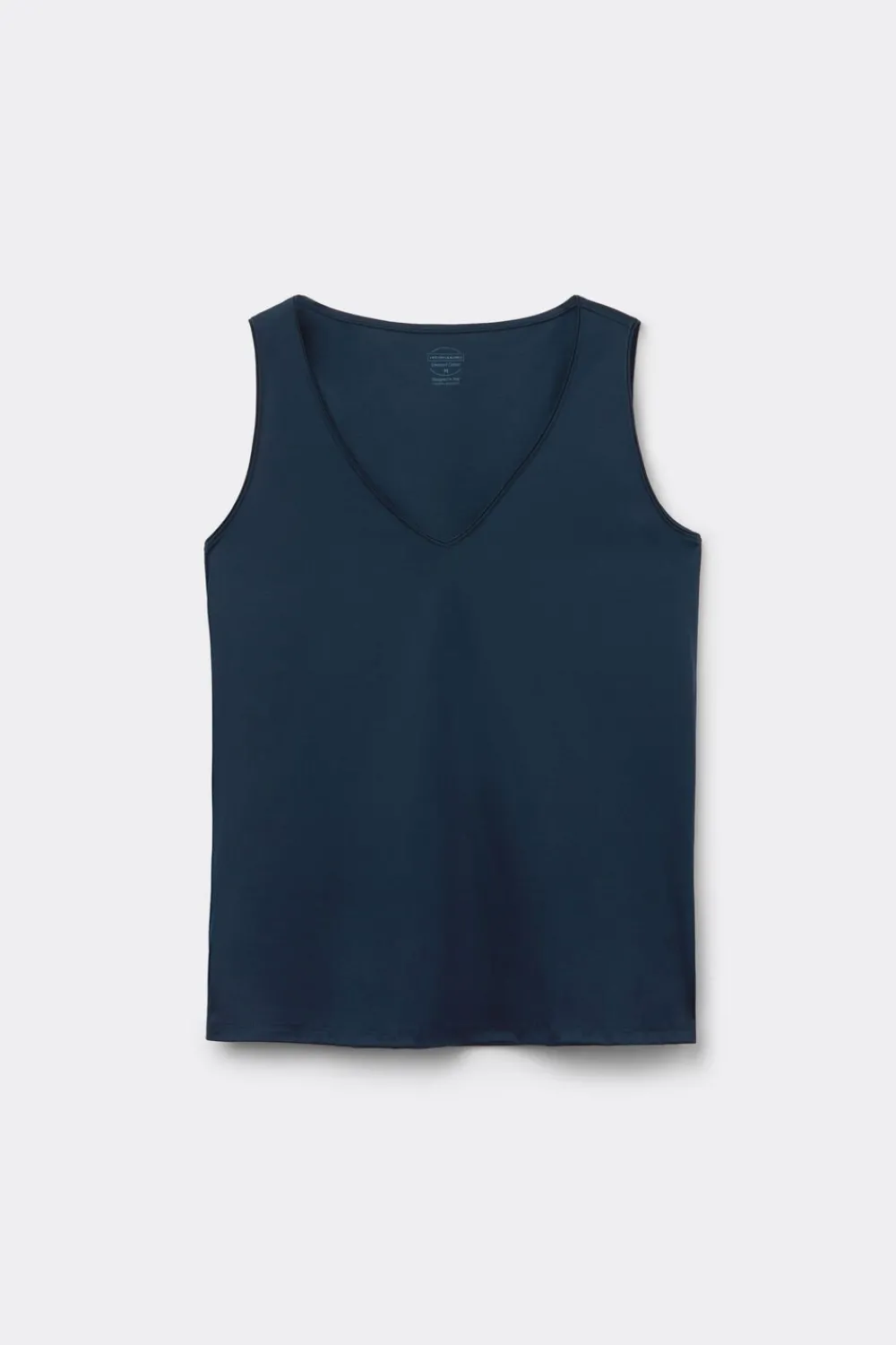 Topy|Bawełna>Intimissimi Podkoszulka z bawełny Elevated Cotton z Dekoltem w Serek niebieski - 1467 - intensywny niebieski