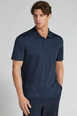 T-shirty|Polo>Intimissimi Polo z Krótkim Rękawem z Merceryzowanej Bawełny filo Premium Superlight niebieski - 490j - blu navy