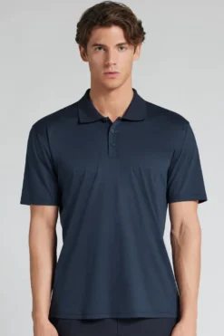 T-shirty|Polo>Intimissimi Polo z Krótkim Rękawem z Merceryzowanej Bawełny filo Premium Superlight niebieski - 490j - blu navy