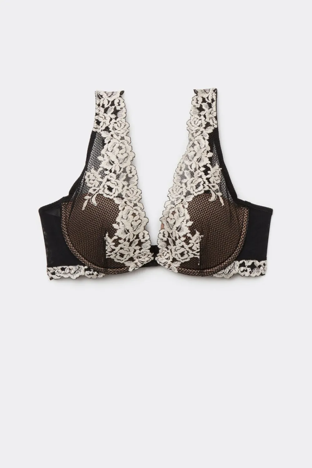 Balkonetki|Braletki>Intimissimi Półusztywniana Balkonetka Elena Pretty Flowers wielobarwny - 9887 - nero/ivory
