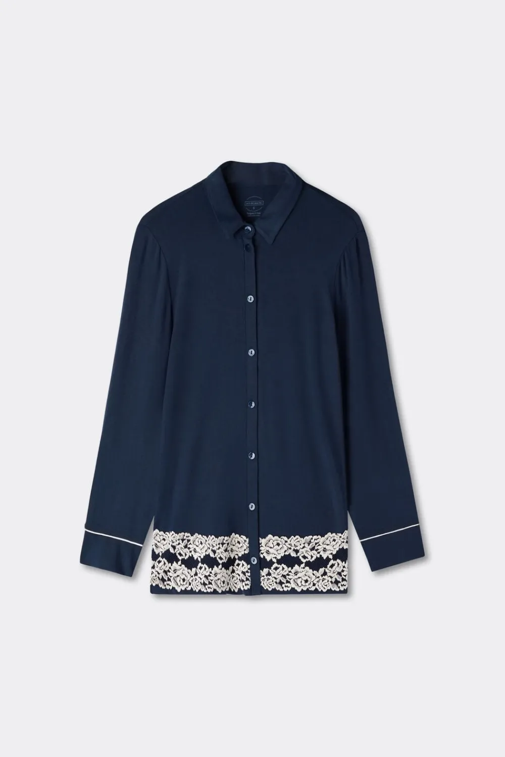 Piżamy Długie|Modal>Intimissimi Rozpinana z Przodu Bluzka z Modalu Pretty Flowers kremowy - 347i - blu intenso/vaniglia