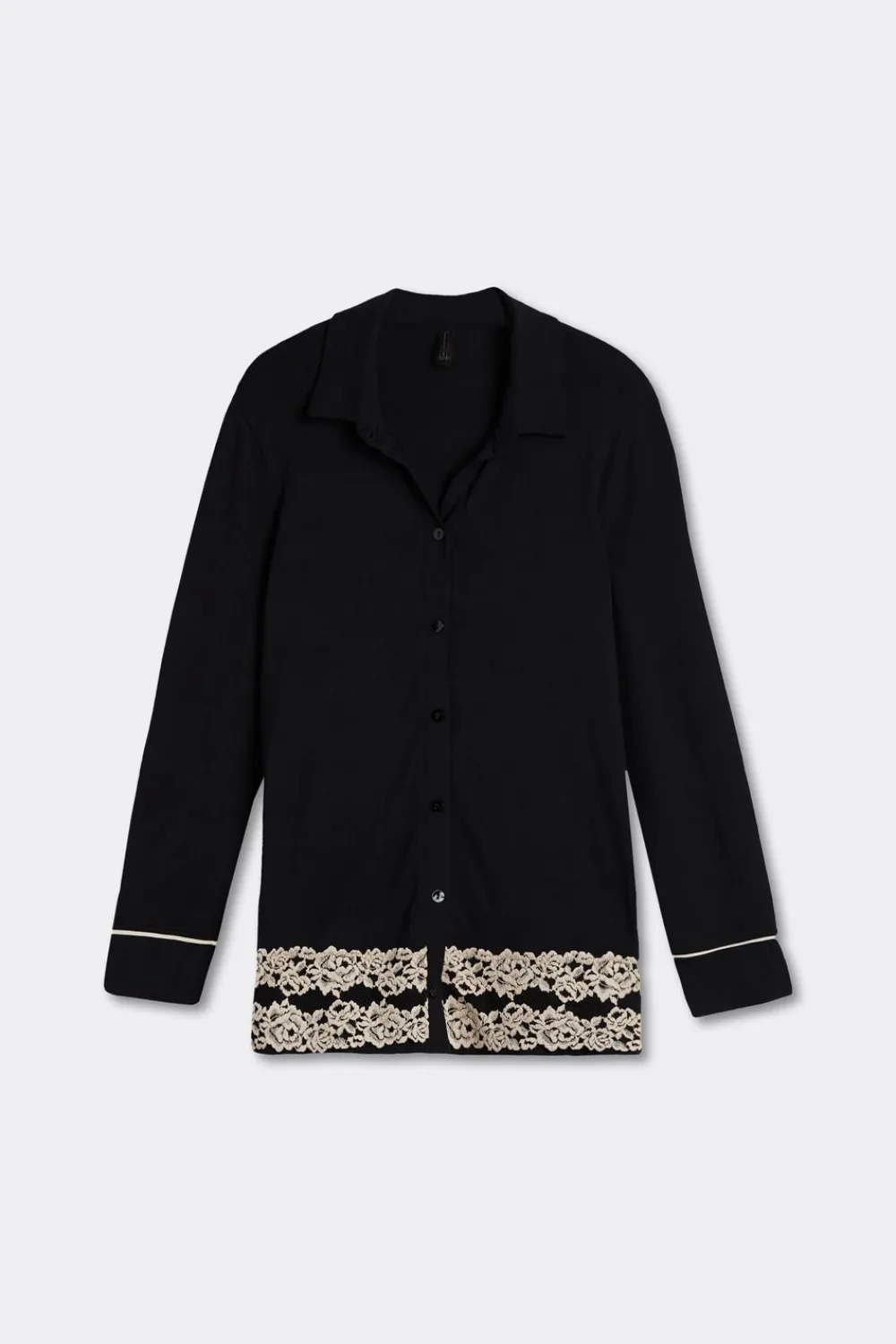 Piżamy Długie|Modal>Intimissimi Rozpinana z Przodu Bluzka z Modalu Pretty Flowers - 9887 - nero/ivory