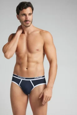 Slipy|Bawełna Superior>Intimissimi Slipy Męskie z Bawełny Superior z Logo niebieski - 3481 - blu notte/bianco