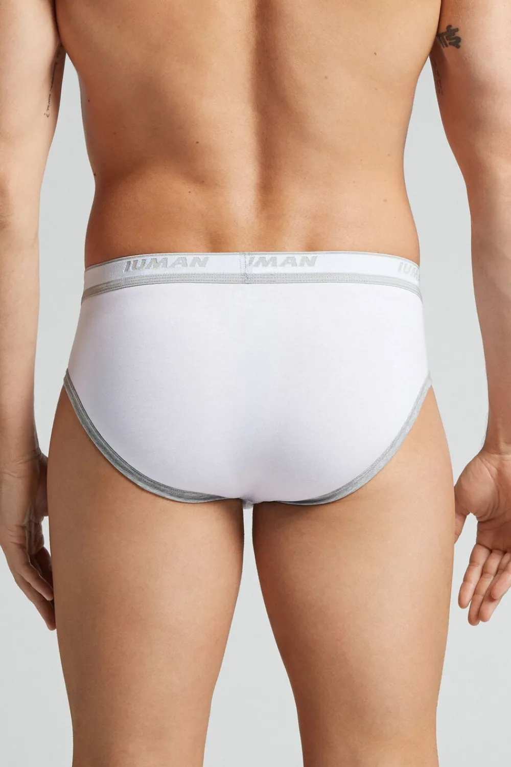 Slipy|Bawełna Superior>Intimissimi Slipy Męskie z Bawełny Superior z Logo biały - 709j - bianco/grigio melange