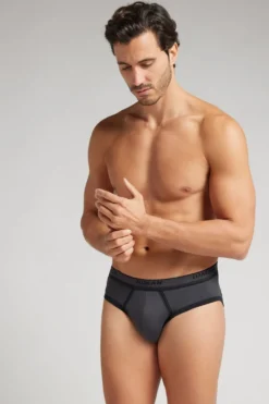 Slipy|Bawełna Superior>Intimissimi Slipy Męskie z Bawełny Superior z Logo czarny - 708j - dark grey/nero