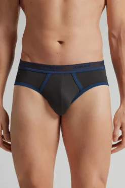 Slipy|Bawełna Superior>Intimissimi Slipy Męskie z Bawełny Superior z Logo ciemnoszary - 105k - dark grey/blu marino