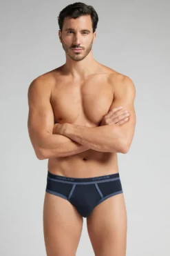Slipy|Bawełna Superior>Intimissimi Slipy Męskie z Bawełny Superior z Logo niebieski - 844i - blu notte/denim melange