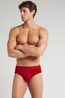 Slipy|Bawełna Superior>Intimissimi Slipy Męskie z Bawełny Superior z Logo czerwony - 5222 - rosso intenso/rosso