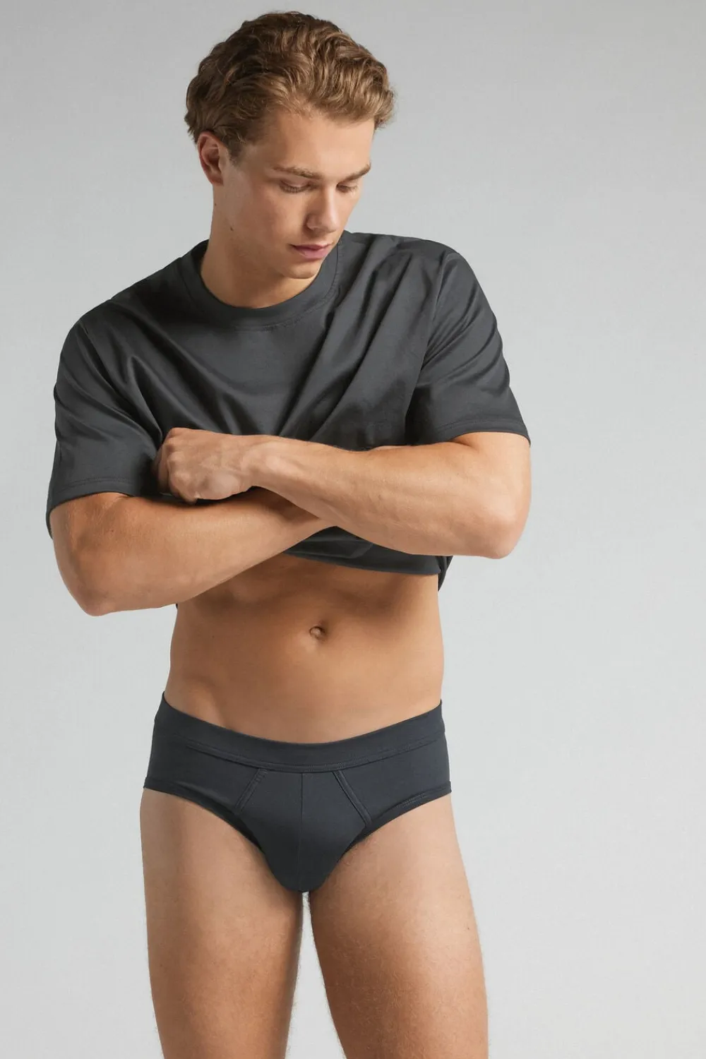 Slipy|Merceryzowana Bawełna Filo Premium>Intimissimi Slipy z Bawełny Merceryzowanej filo Premium - 4712 - dark grey