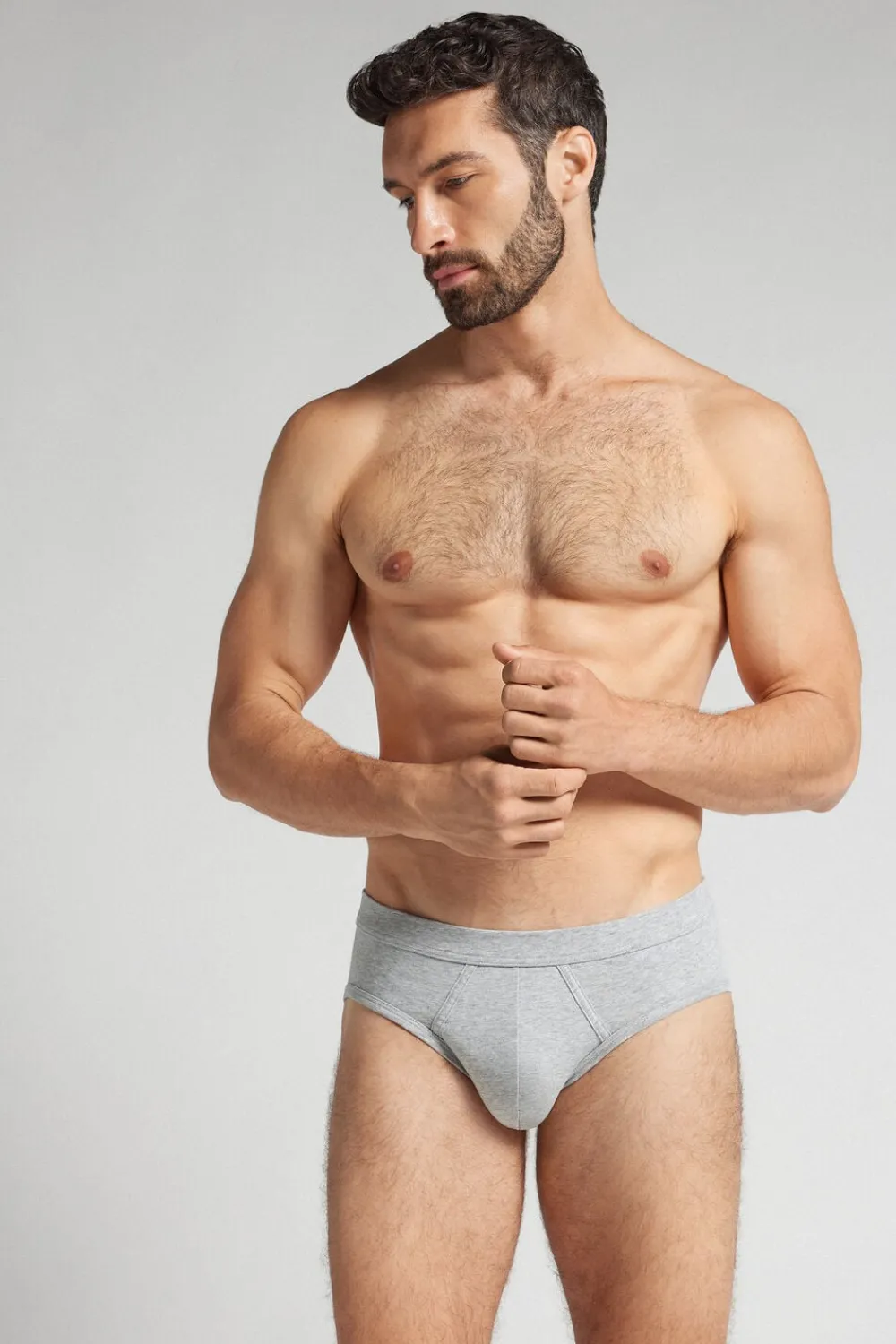 Slipy|Bawełna Superior>Intimissimi Slipy z Bawełny Superior szary - 031 - grigio melange chiaro