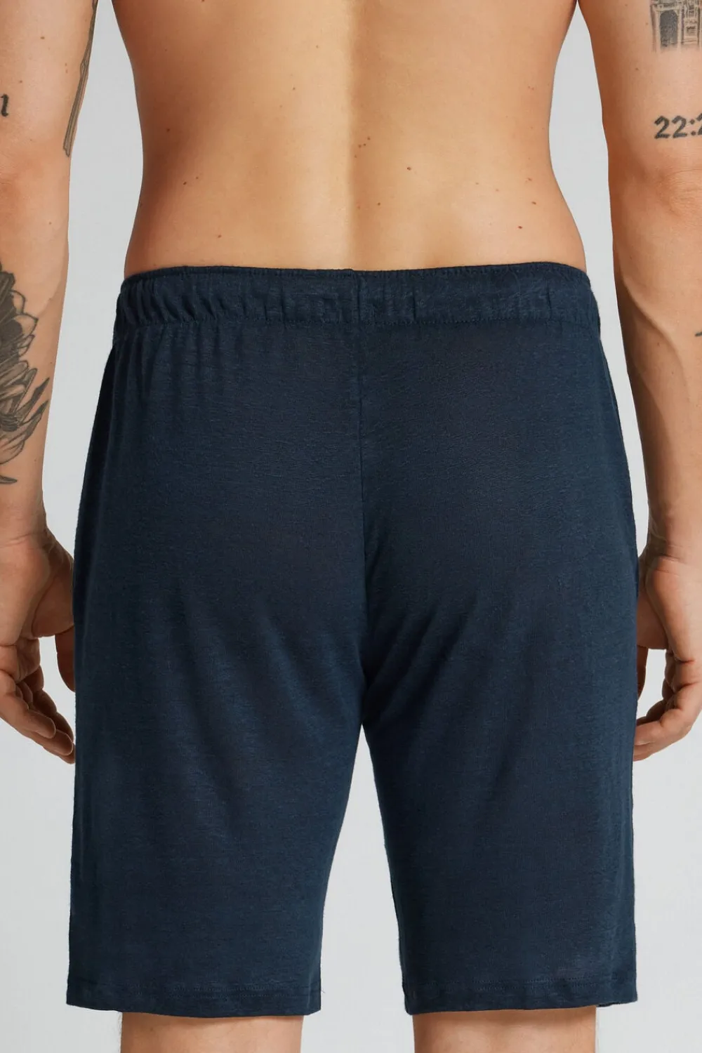 Spodnie|Len>Intimissimi Spodenki Męskie 100% Len niebieski - 585j - blu oceano