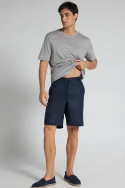 Spodnie|Len>Intimissimi Spodenki Męskie 100% Len niebieski - 585j - blu oceano