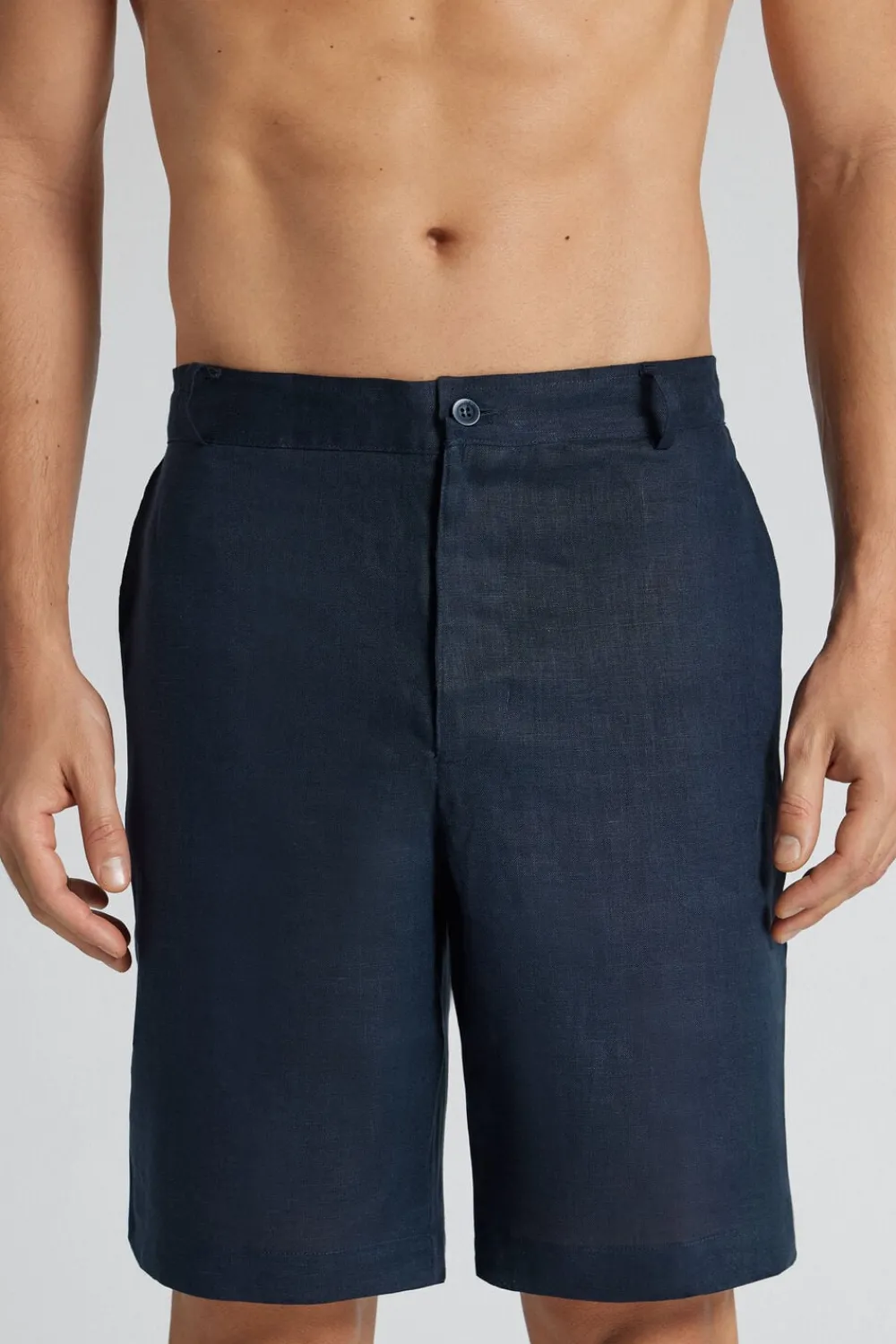 Spodnie|Len>Intimissimi Spodenki Męskie 100% Len niebieski - 585j - blu oceano
