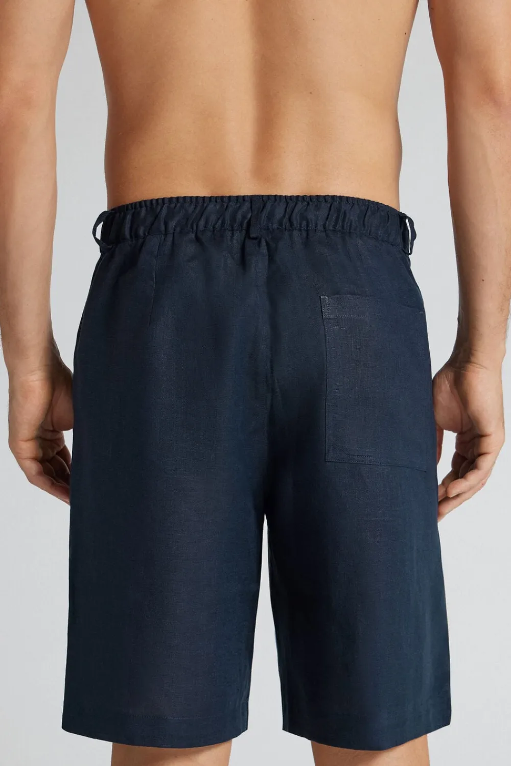 Spodnie|Len>Intimissimi Spodenki Męskie 100% Len niebieski - 585j - blu oceano