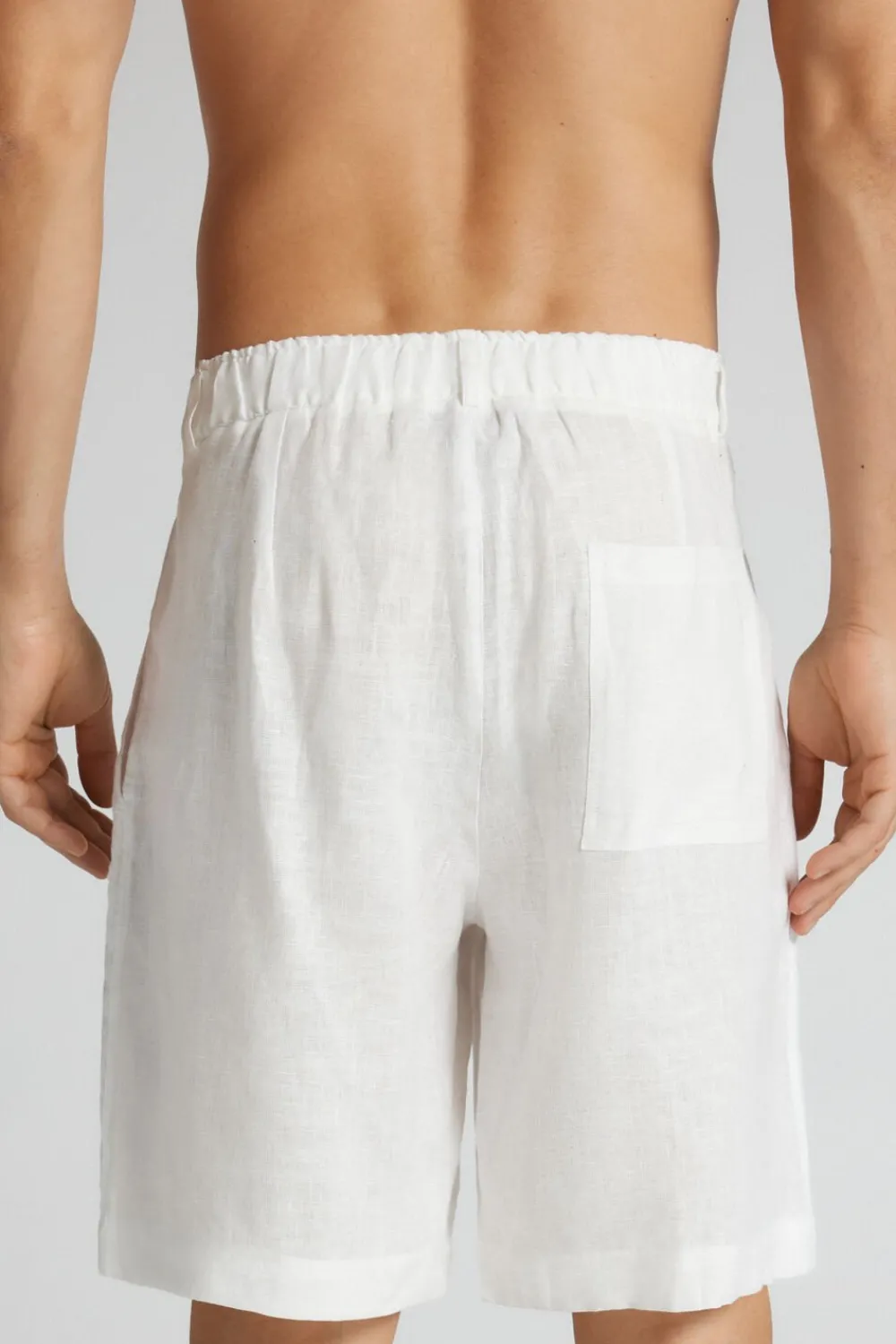 Spodnie|Len>Intimissimi Spodenki Męskie 100% Len biały - 125k - białe mleko