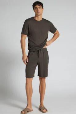 Spodnie|Len>Intimissimi Spodenki Męskie 100% Len brązowy - 132k - brown