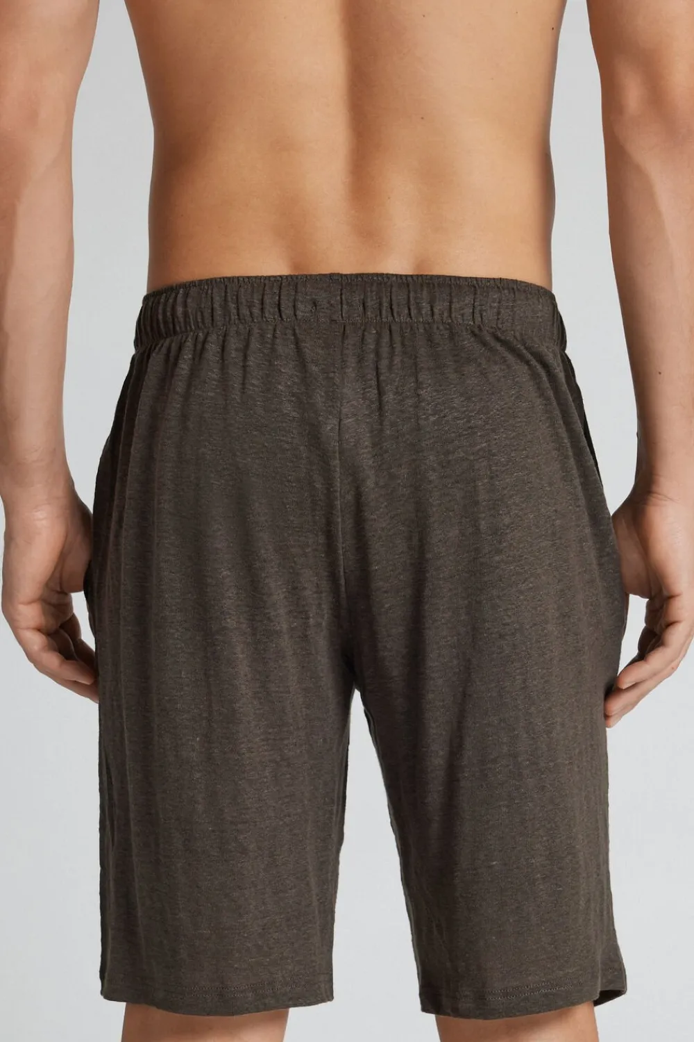 Spodnie|Len>Intimissimi Spodenki Męskie 100% Len brązowy - 132k - brown