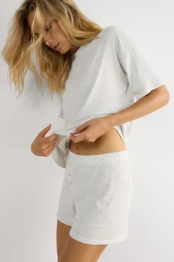 Piżamy Krótkie|Modal>Intimissimi Spodenki z Modalu Chic Comfort szary - 860j - grigio perla melange