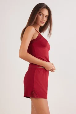 Piżamy Krótkie|Modal>Intimissimi Spodenki z Modalu Pretty Flowers czerwony - 9888 - ceralacca