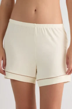 Piżamy Krótkie|Modal>Intimissimi Spodenki z Modalu z Kontrastującymi Lamówkami kremowy - 612i - vaniglia