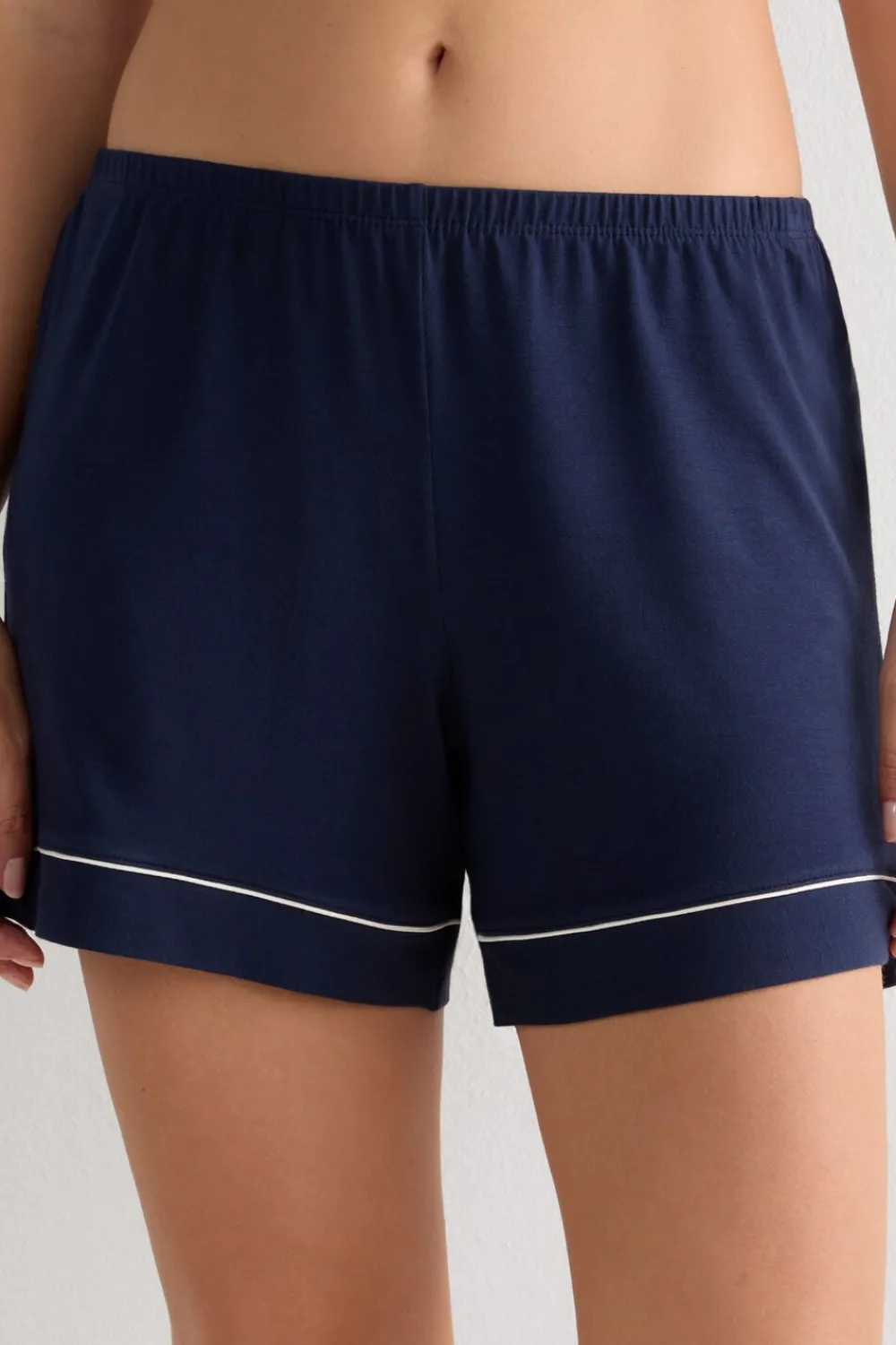 Piżamy Krótkie|Modal>Intimissimi Spodenki z Modalu z Kontrastującymi Lamówkami niebieski - 1467 - intensywny niebieski