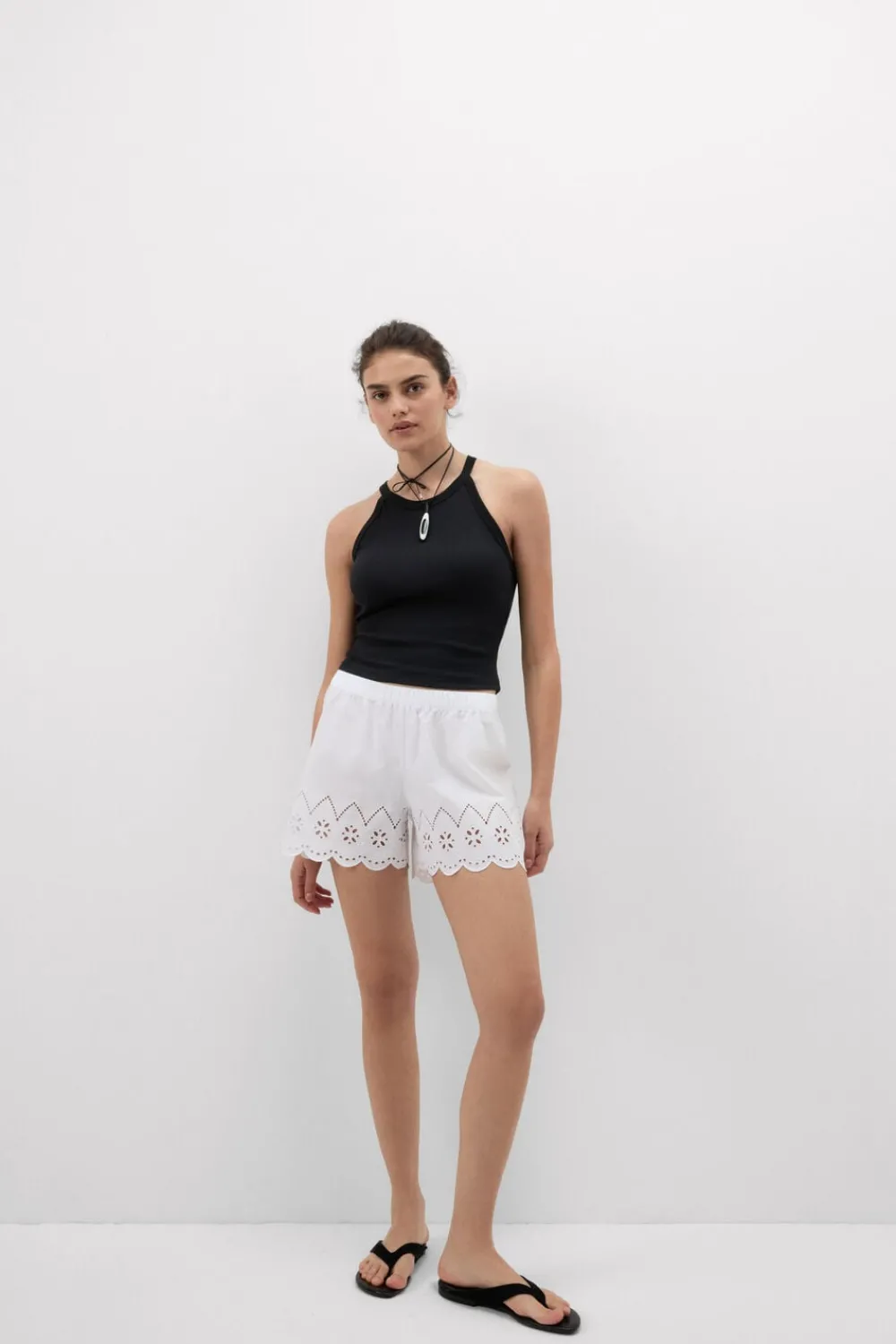 Piżamy Krótkie>Intimissimi Spodenki z Płótna Bawełnianego Sangallo Made with Love biały - 001 - biały