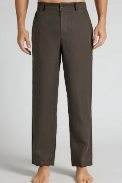 Spodnie|Len>Intimissimi Spodnie Męskie 100% Len brązowy - 132k - brown