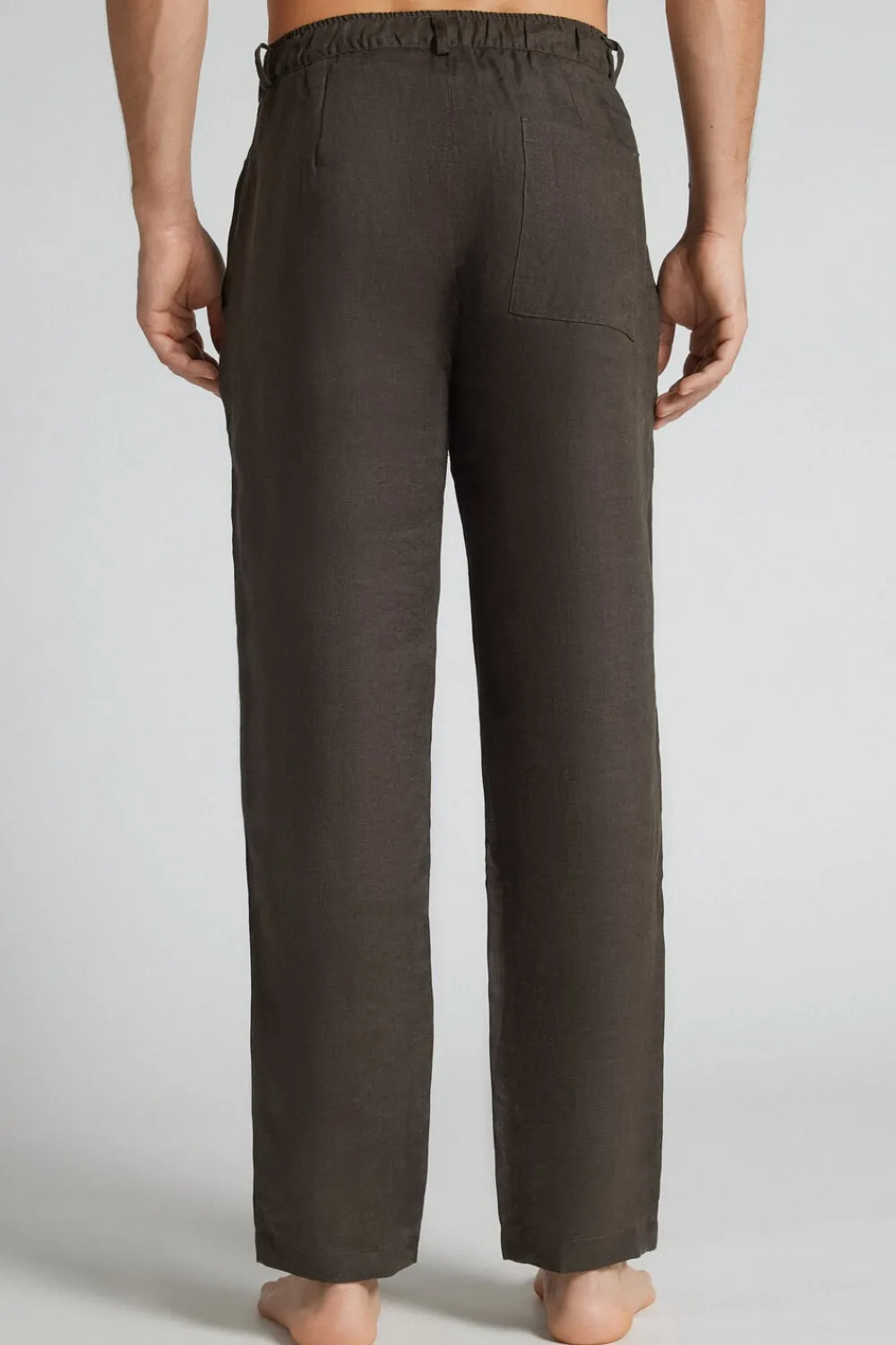 Spodnie|Len>Intimissimi Spodnie Męskie 100% Len brązowy - 132k - brown