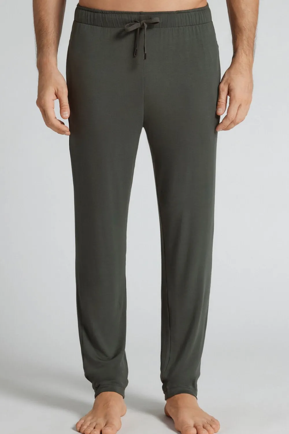 Spodnie|Soft Silk>Intimissimi Spodnie męskie z jedwabiu i modalu zielony - 640j - verde fumo scuro