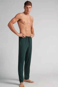 Spodnie|Soft Silk>Intimissimi Spodnie męskie z jedwabiu i modalu zielony - 132j - verde scuro