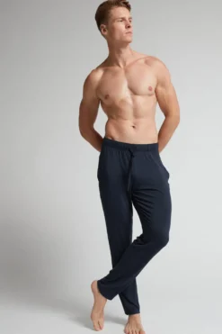 Spodnie|Soft Silk>Intimissimi Spodnie męskie z jedwabiu i modalu niebieski - 800 - blu notte