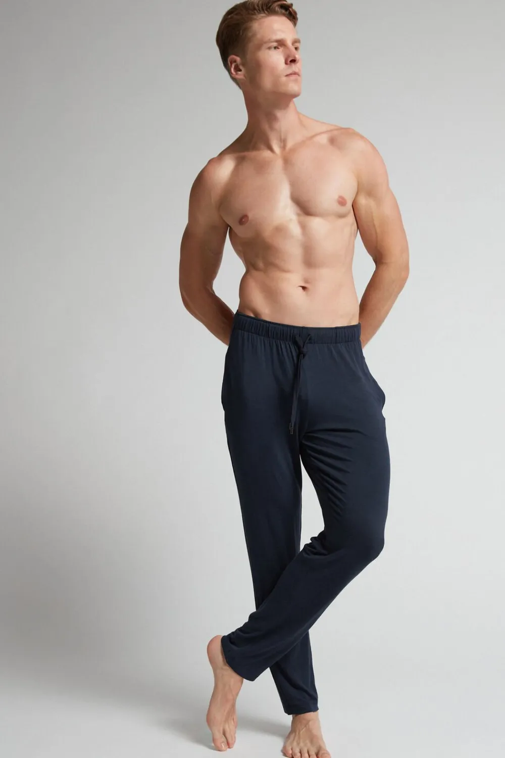 Spodnie|Soft Silk>Intimissimi Spodnie męskie z jedwabiu i modalu niebieski - 800 - blu notte