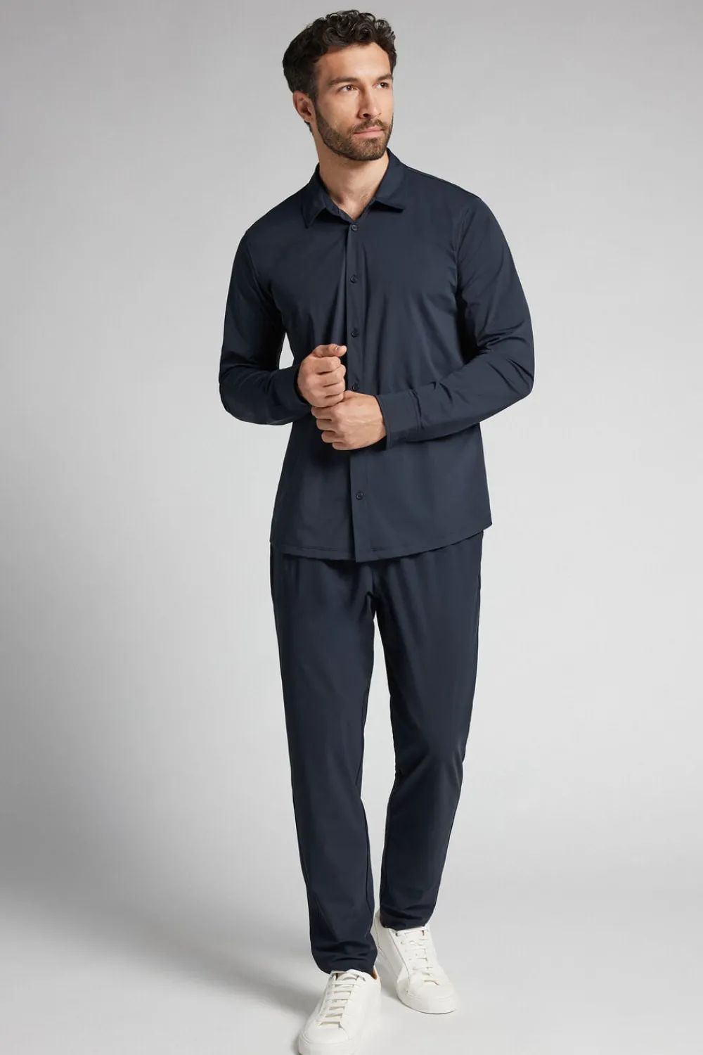 Spodnie>Intimissimi Spodnie Non Iron niebieski - 884j - niebieski