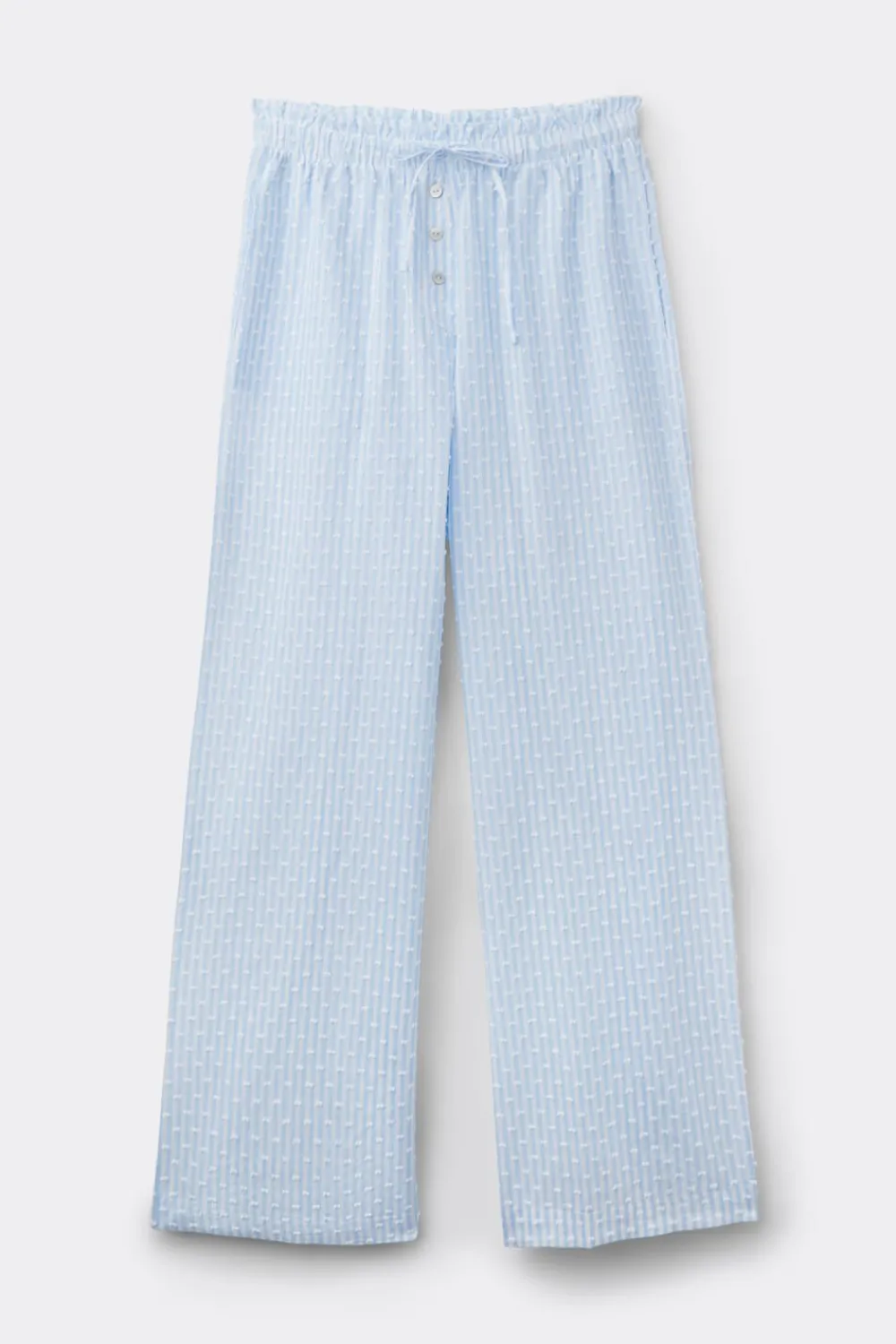 Piżamy Długie|Bawełna>Intimissimi Spodnie z Płótna Bawełnianego Plumeti Romantic Stripes w paski - 117k - riga azzurra