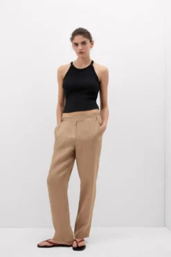Legginsy / Spodnie|Len>Intimissimi Spodnie z Płótna Lnianego beige - 166k - beige sabbia