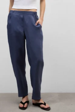 Legginsy / Spodnie|Len>Intimissimi Spodnie z Płótna Lnianego niebieski - 167k - denim blue