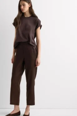 Legginsy / Spodnie|Len>Intimissimi Spodnie z Płótna Lnianego brązowy - 705j - brąz mokka