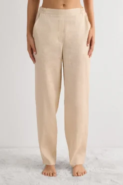 Legginsy / Spodnie|Len>Intimissimi Spodnie z Płótna Lnianego naturalny - 913i - cord beige