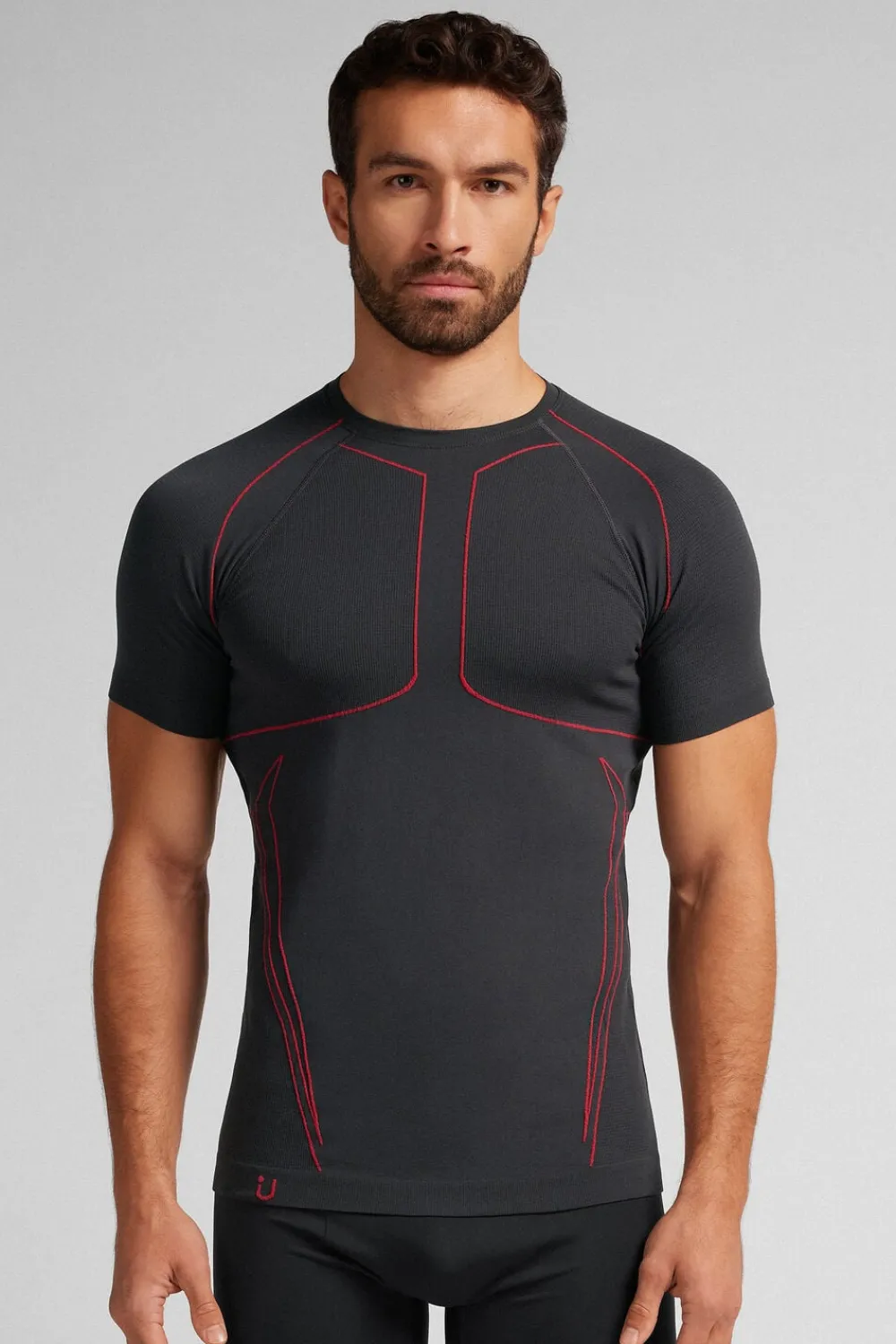 T-shirty>Intimissimi Sportowa Koszulka Techniczna z Krótkim Rękawem szary - 4712 - dark grey