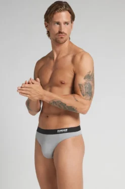 Slipy|Mikrofibra>Intimissimi Stringi z Mikrofibry z Logo jasnoszary - 9958 - grigio chiaro melange