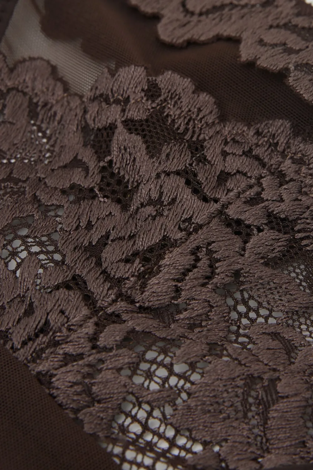 Stringi|Koronka>Intimissimi Stringi z Paseczkami po Bokach Pretty Flowers brązowy - 705j - brąz mokka