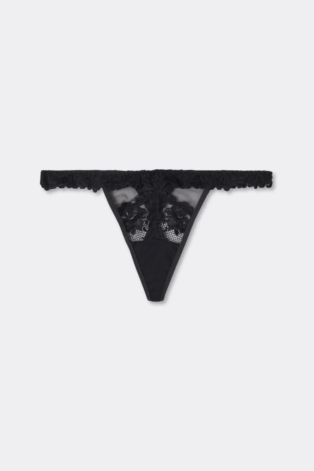 Stringi|Koronka>Intimissimi Stringi z Paseczkami po Bokach Pretty Flowers czarny - 019 - czarny