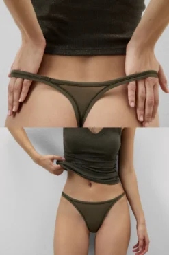 Stringi|Bawełna Ultralight>Intimissimi Stringi z Paseczkami z Bawełny Ultralight Cotton zielony - 660j - safari green