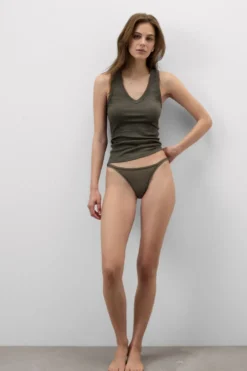 Stringi|Bawełna Ultralight>Intimissimi Stringi z Paseczkami z Bawełny Ultralight Cotton zielony - 660j - safari green
