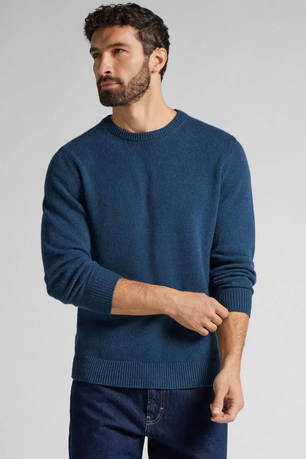 Bluzki Z Długim Rękawem|Swetry / Bluzy>Intimissimi Sweter z Kaszmiru niebieski - 008k - denim