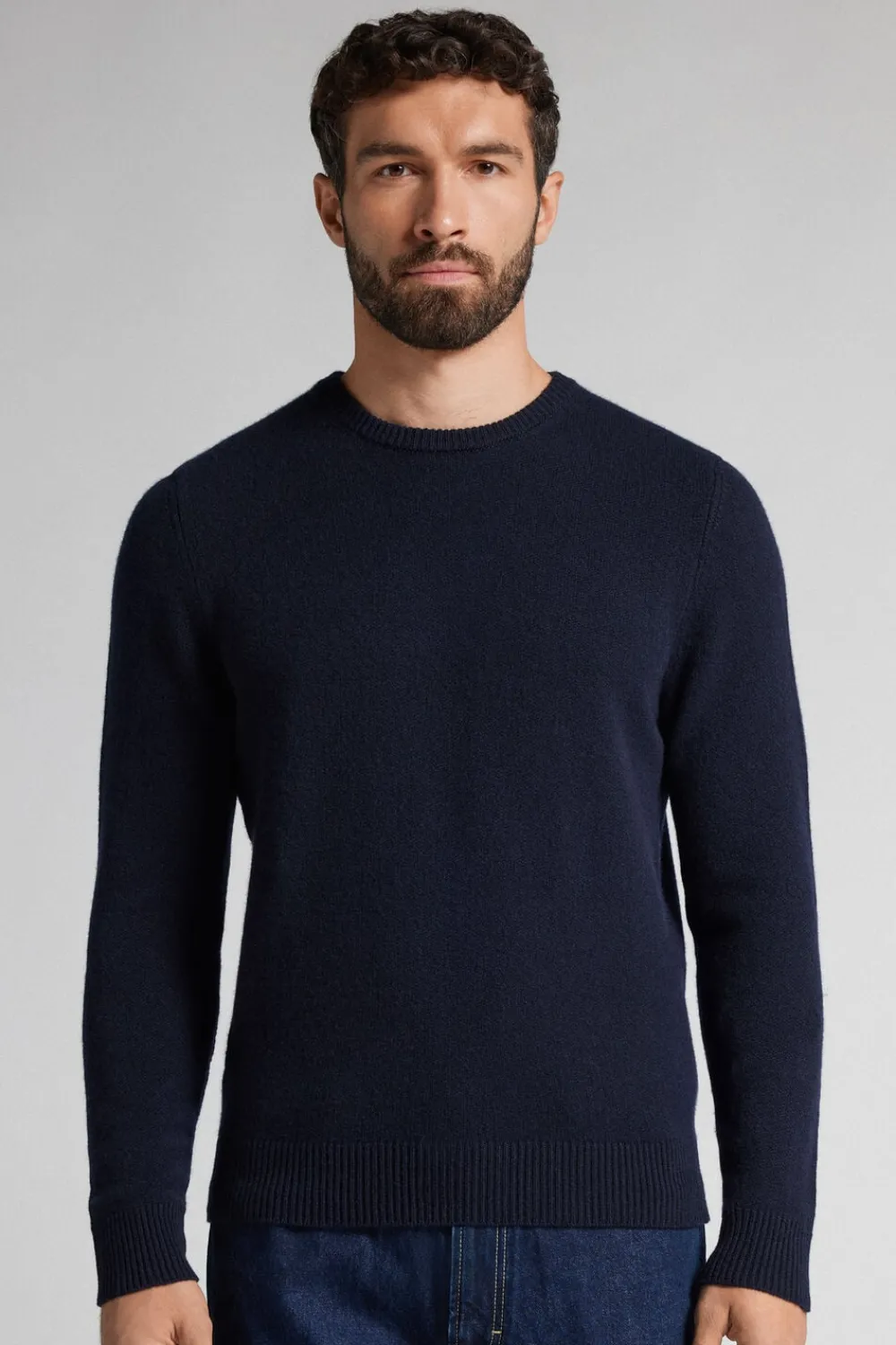 Bluzki Z Długim Rękawem|Swetry / Bluzy>Intimissimi Sweter z Kaszmiru niebieski - 005k - blu navy